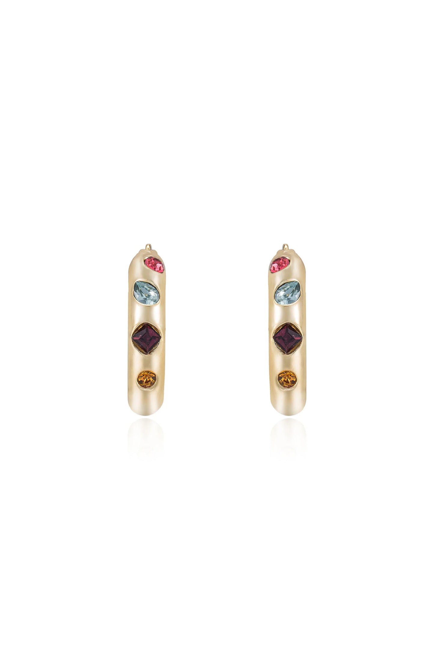 Lively Rainbow Crystal Hoop Earrings