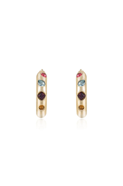 Lively Rainbow Crystal Hoop Earrings