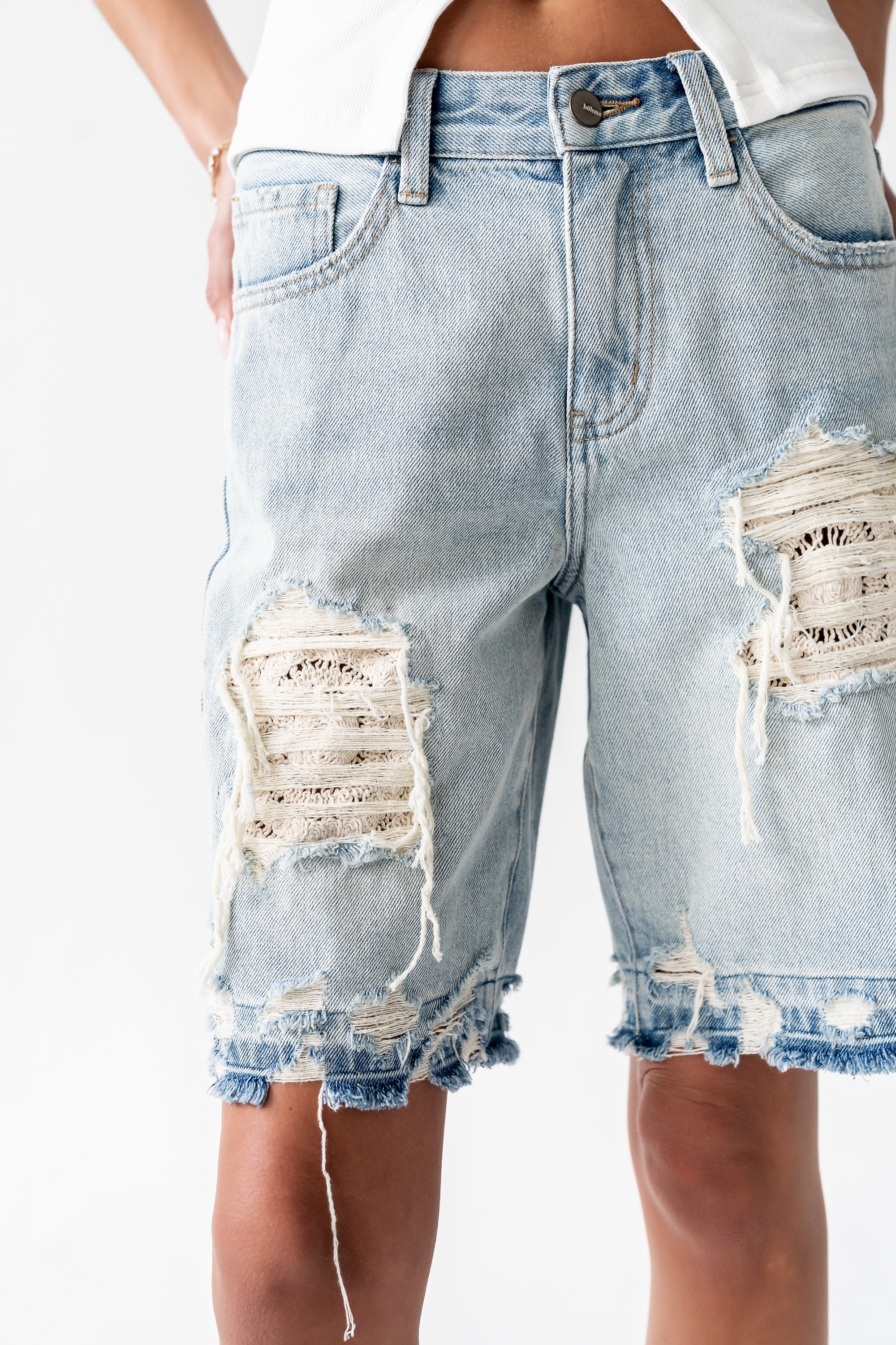 Cashe Distressed Bermuda Shorts