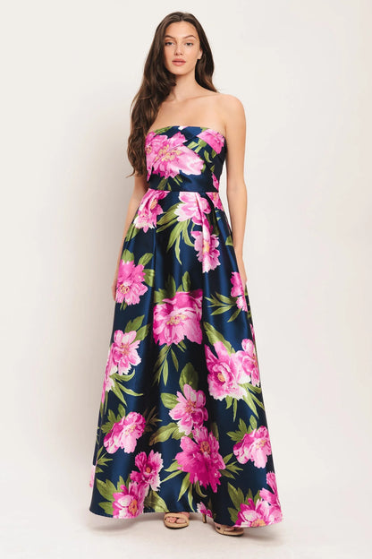 LUNA FLORA NAVY MAXI DRESS FINAL SALE