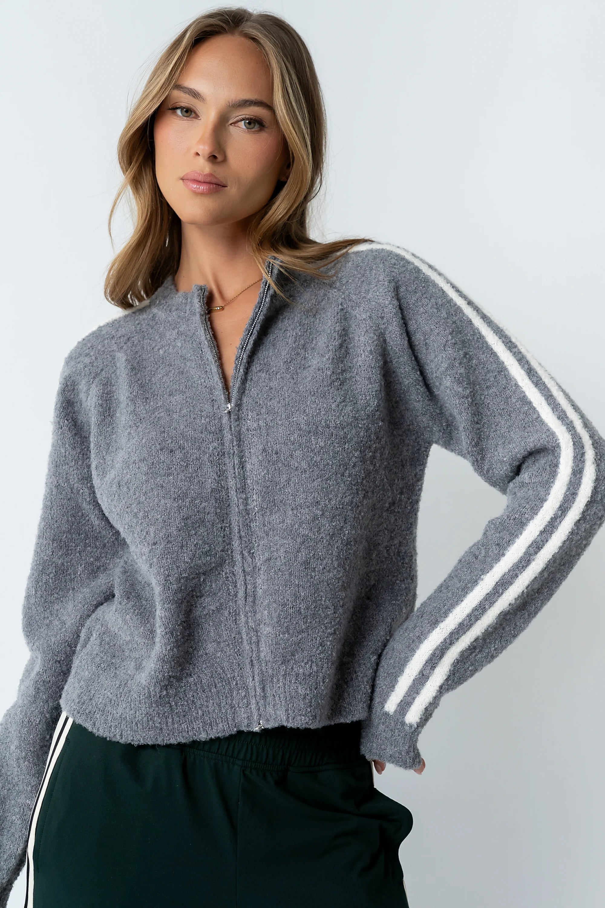 Joshua Striped Jacket in Heather Grey