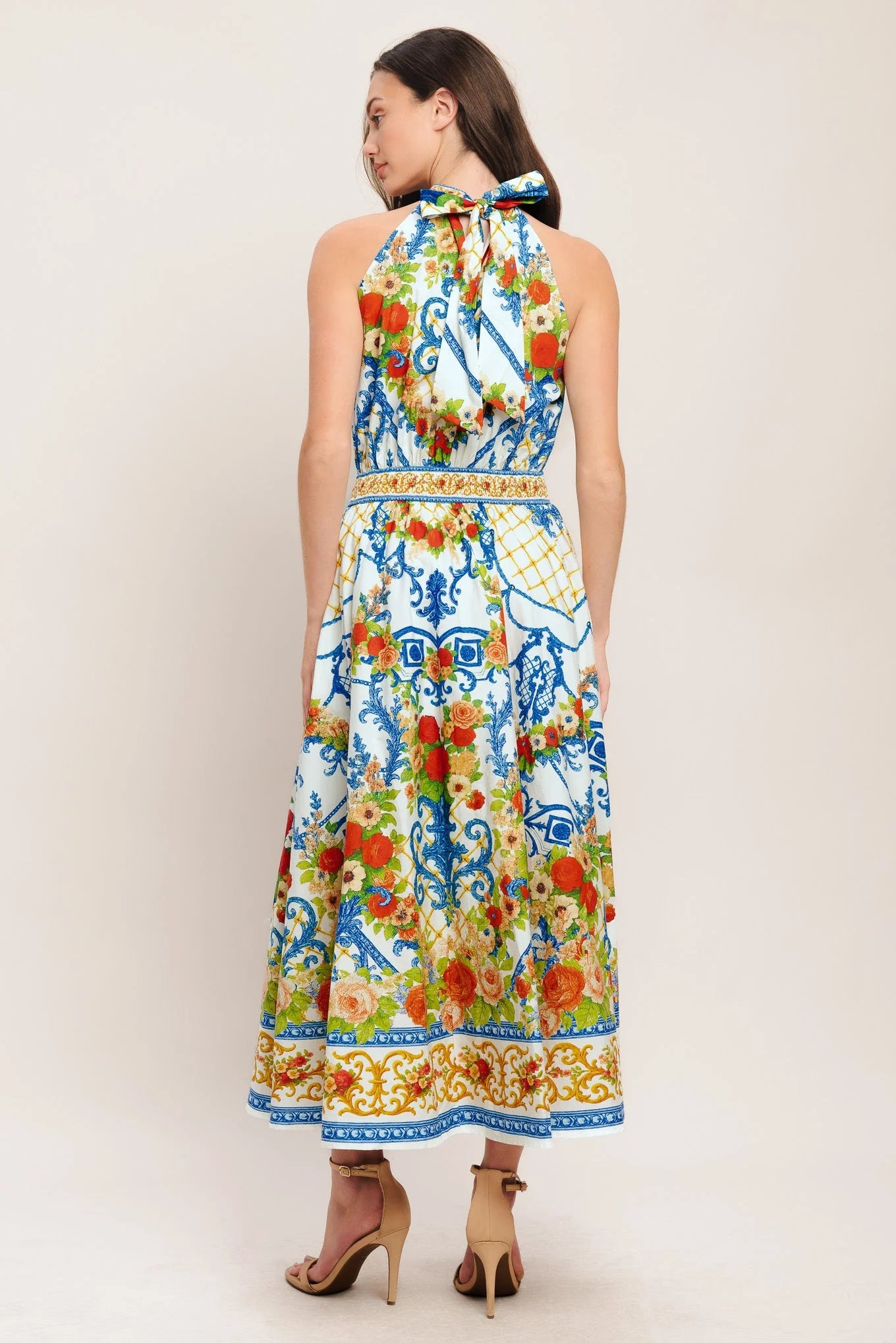 CERAMIC FLORA PRINTED MIDI DRESS