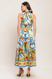 CERAMIC FLORA PRINTED MIDI DRESS
