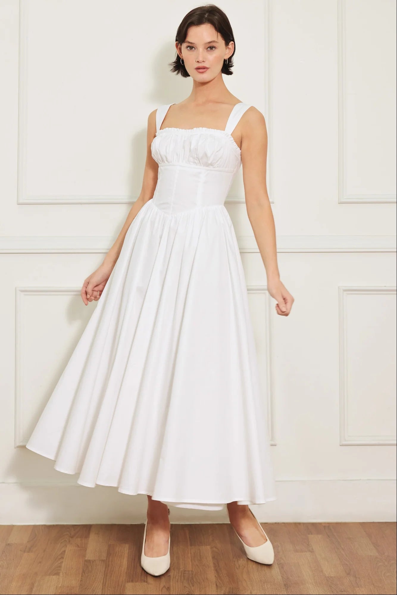 SWEETHEART SERENADE WHITE MIDI DRESS