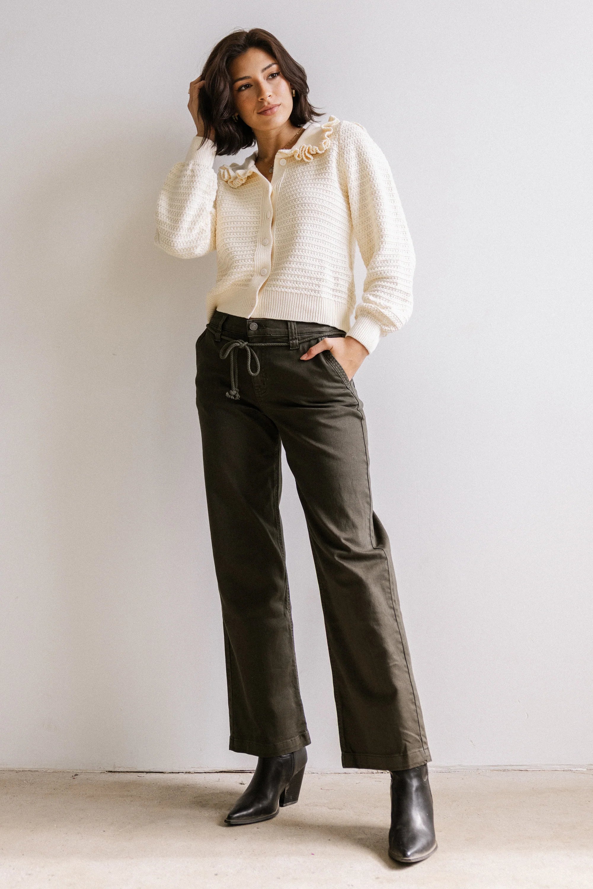 Maureen Collared Cardigan in Oatmeal FINAL SALE