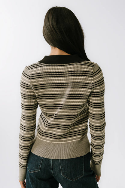 Romero Striped Sweater in Grey
