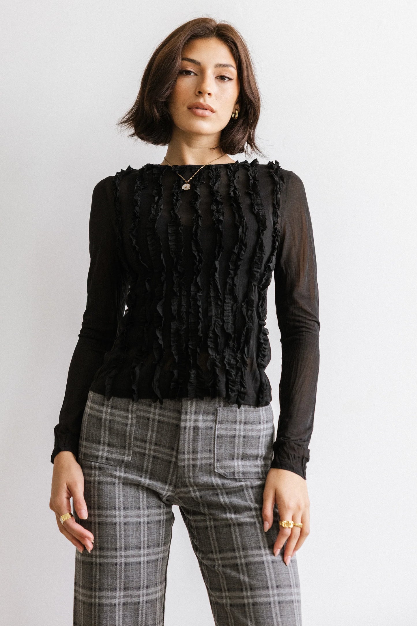 Marie Sheer Top in Black FINAL SALE