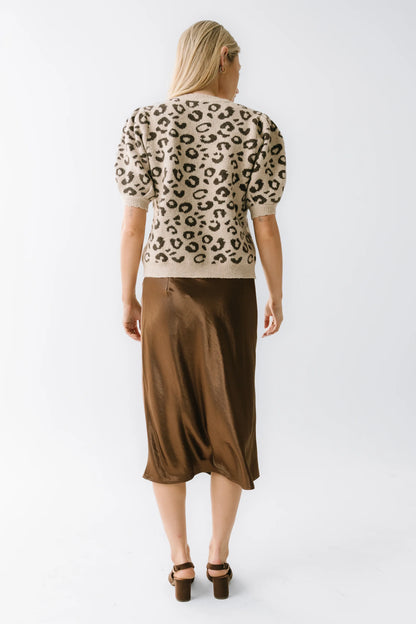 Juniper Satin Midi Skirt in Brown