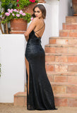 Eclipse Gown Black V Neck Sequin Dress
