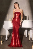 Pru Gown Strapless Sequin Dress with Curved Neckline