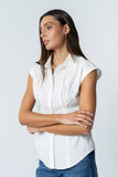 Remi Pleated Button Up in White