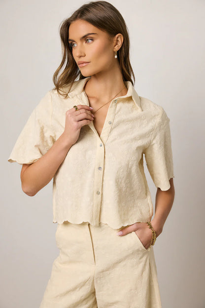 Perrie Floral Button Up in Cream FINAL SALE