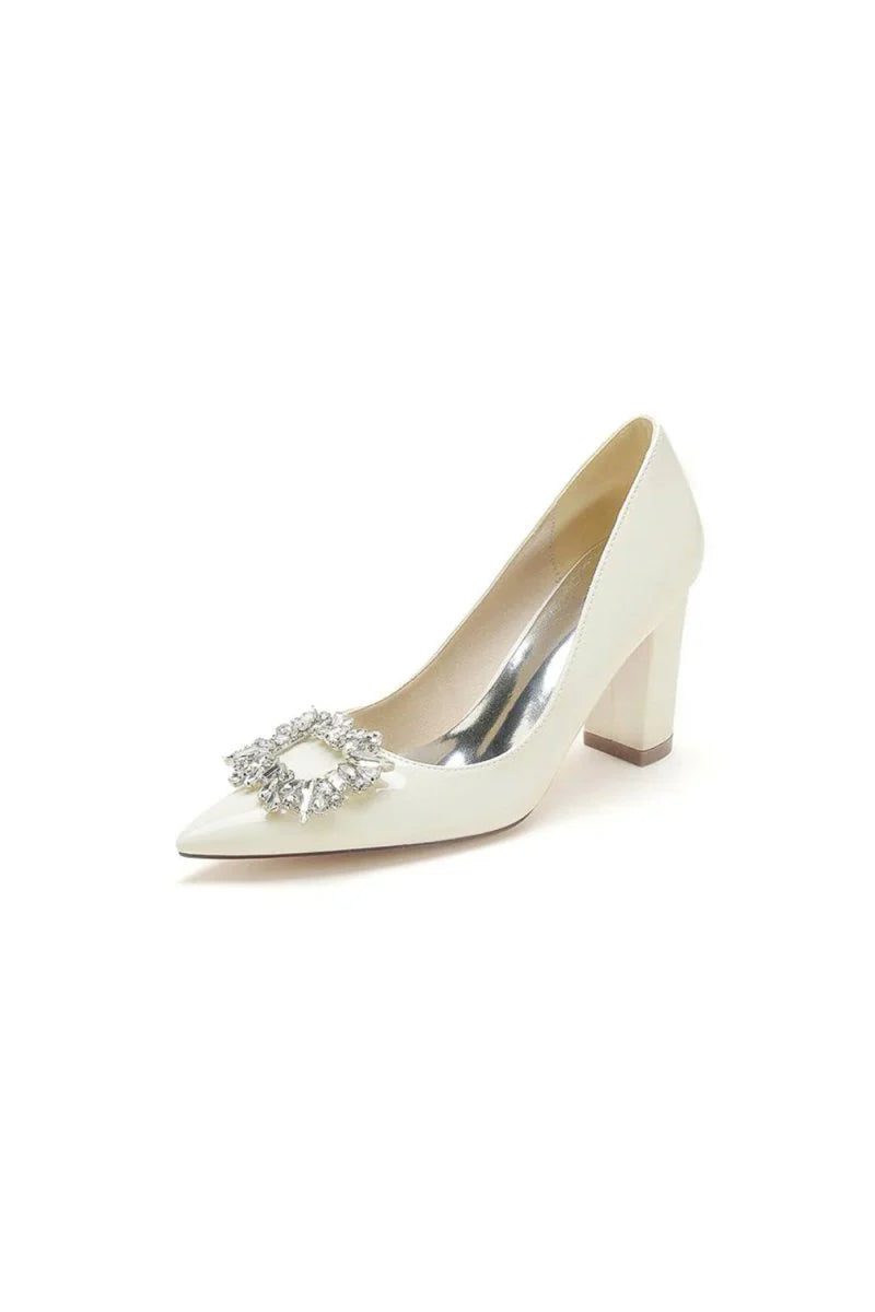 Burgundy High Heels with Crystal Embellishment