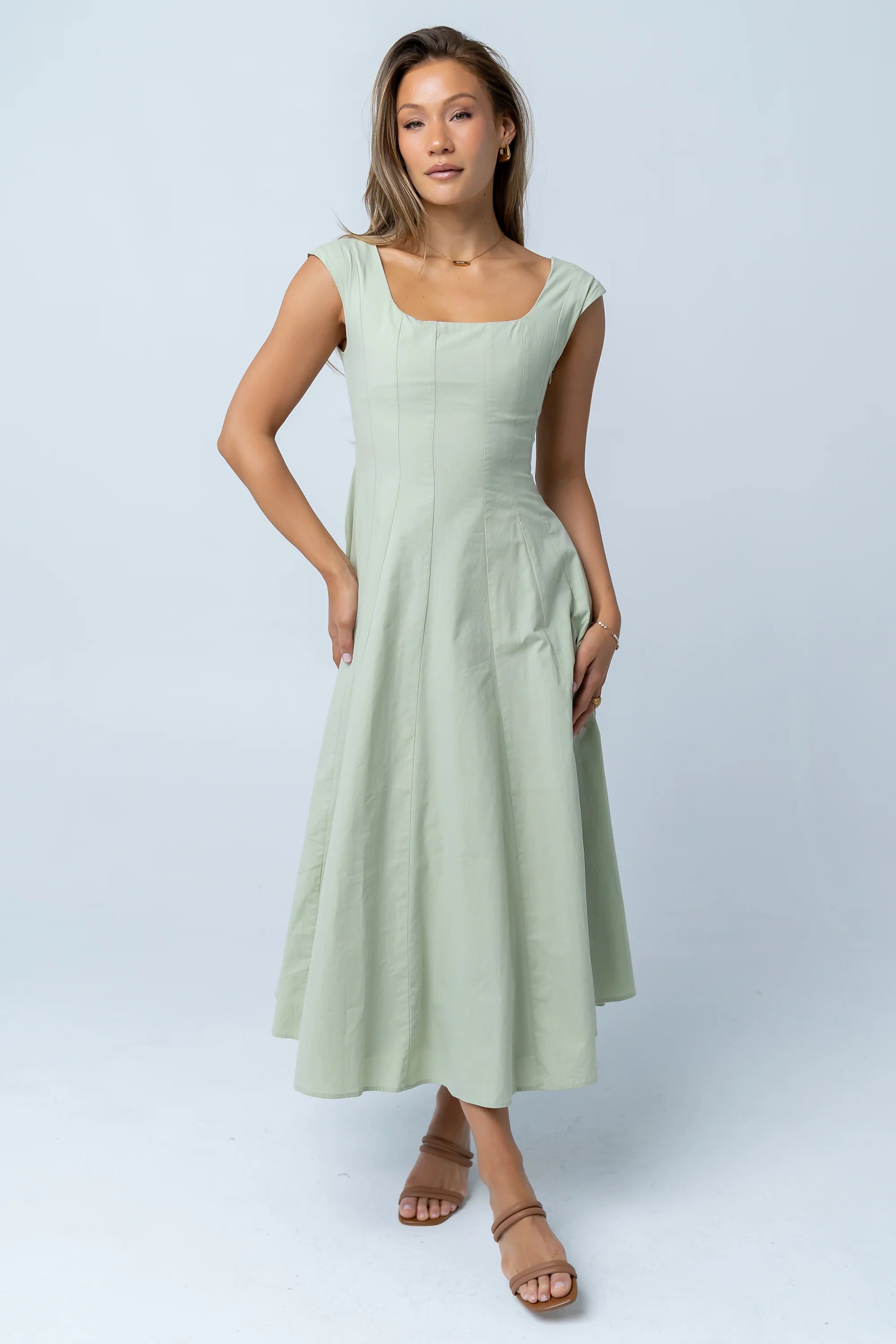 Colin Midi Dress in Sage
