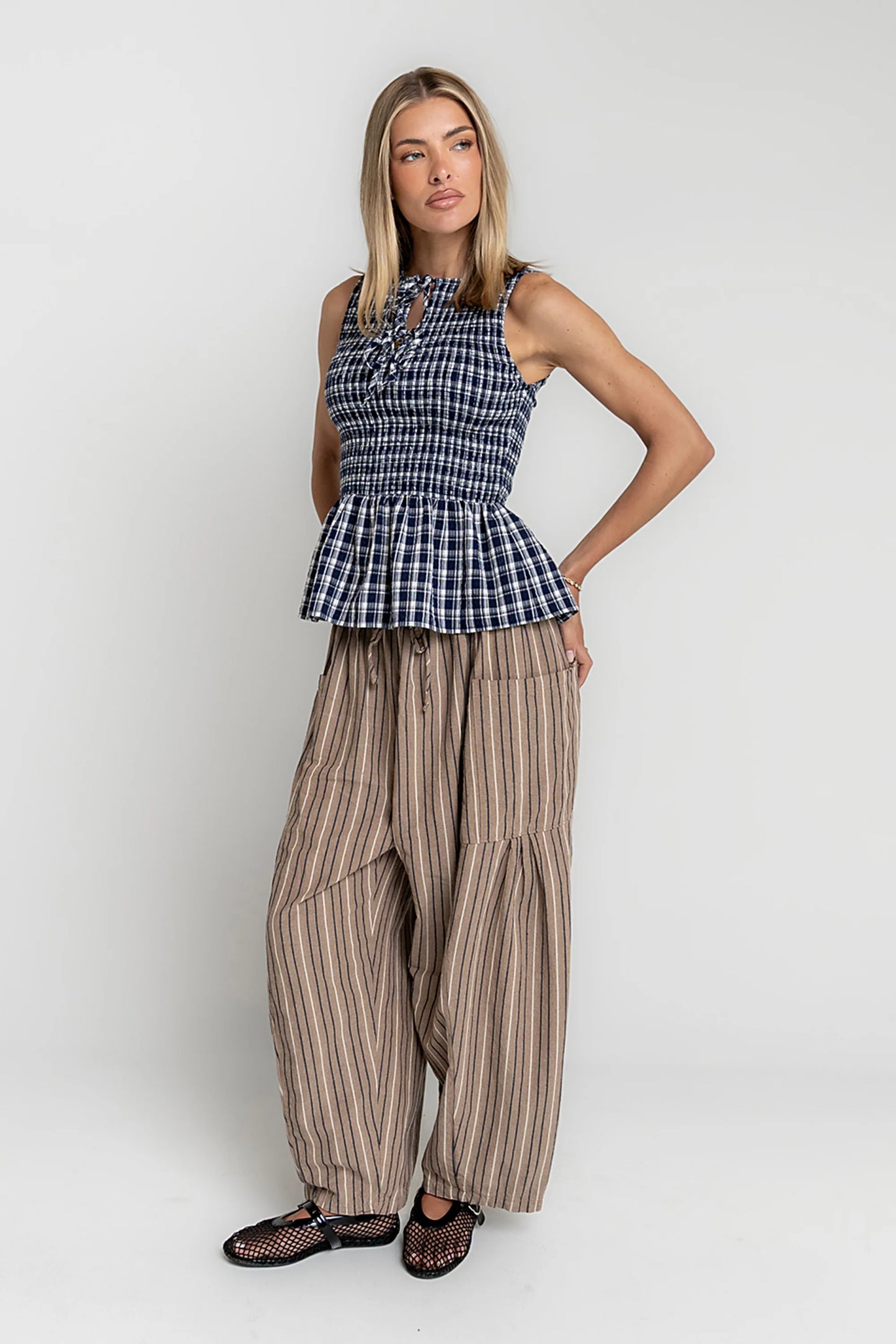 Peggy Gingham Smocked Tank