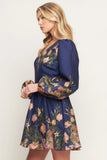 NOCTURNE IN BLOOM NAVY MINI DRESS