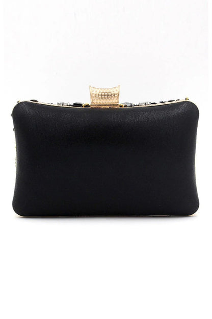 Black Beaded Shoulder Chain Evening Clutch