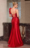 Winslow Gown Satin Dress With Rosette Shoulder