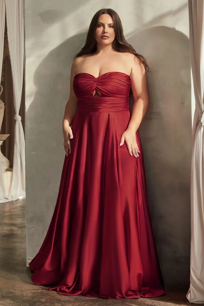 Madigan Gown STRAPLESS A LINE SOFT SATIN KEYHOLE DRESS