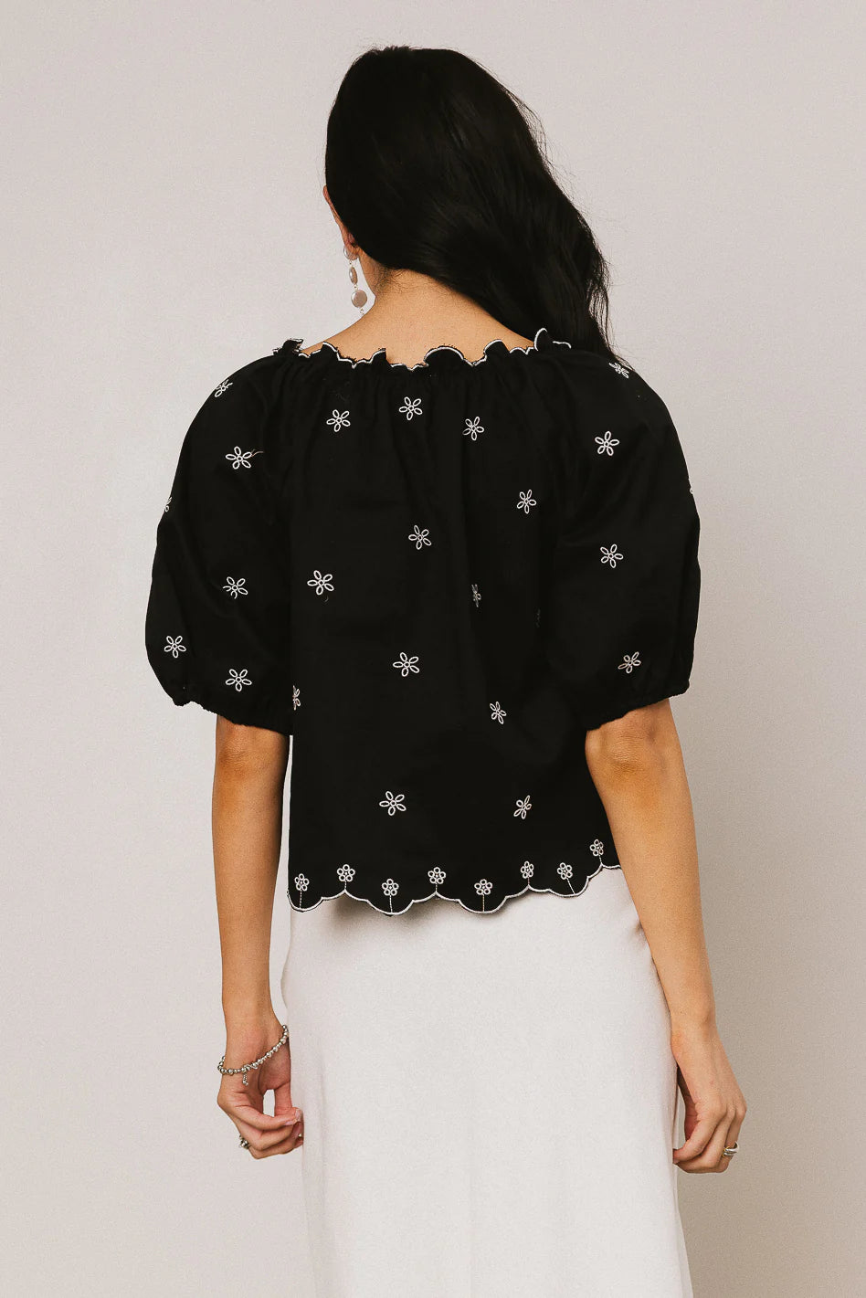 Kara Embroidered Blouse in Black FINAL SALE