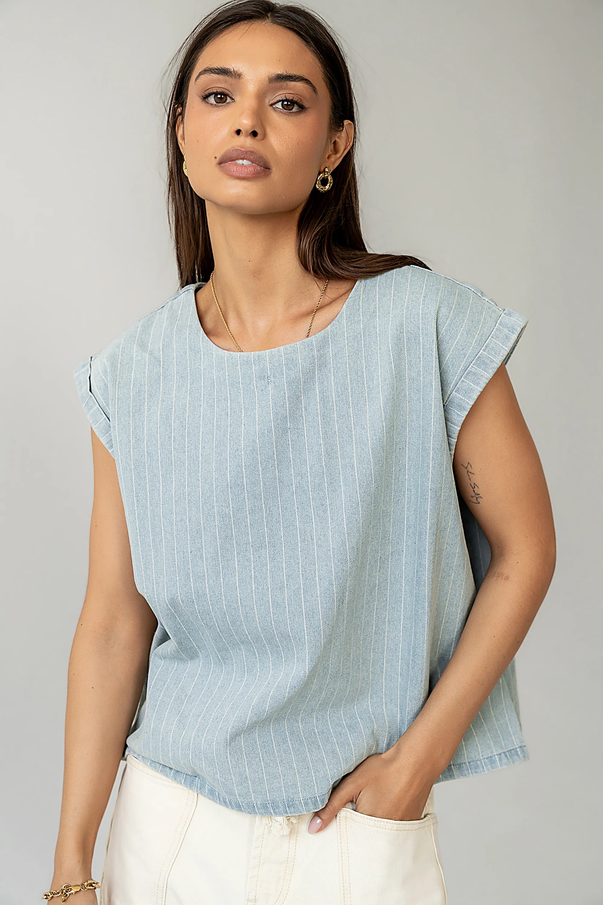 Alisson Striped Denim Blouse