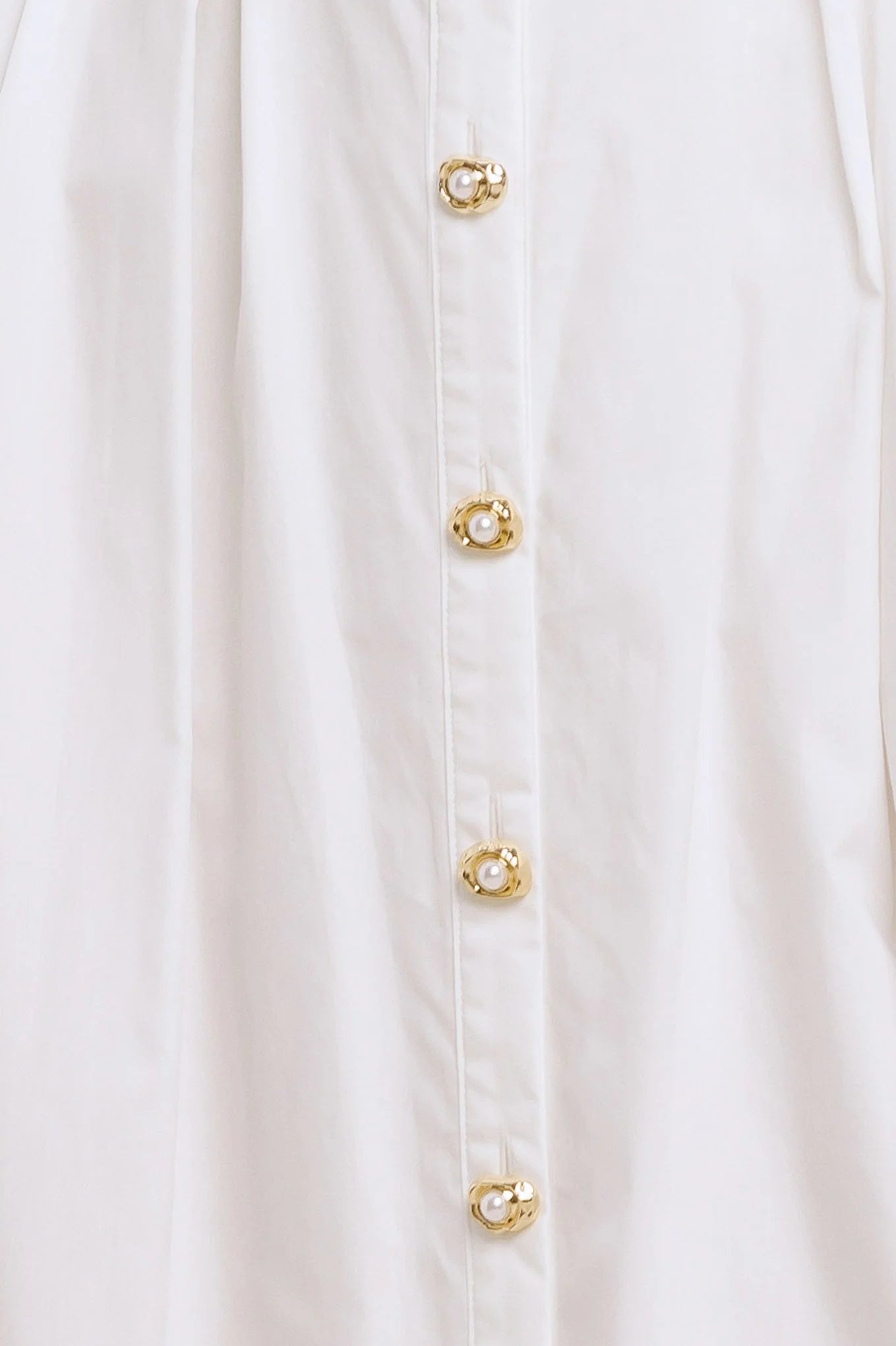 PEARL BUTTON DOWN WHITE MIDI DRESS