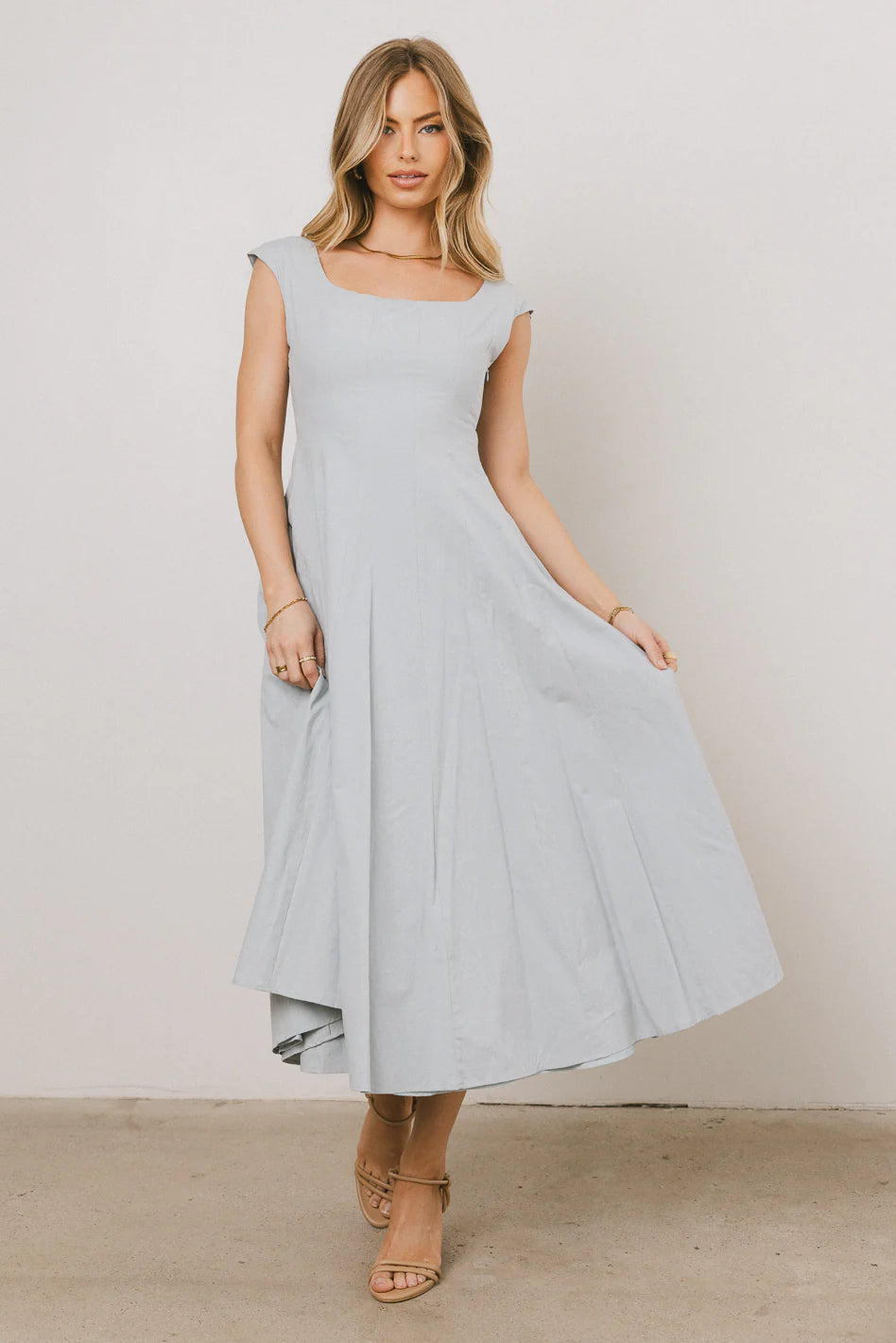 Colin Midi Dress in Slate Blue