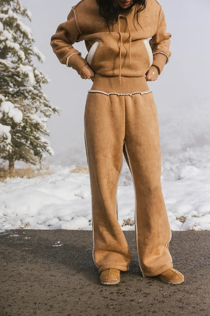 Mattie Faux Shearling Pants in Camel FINAL SALE