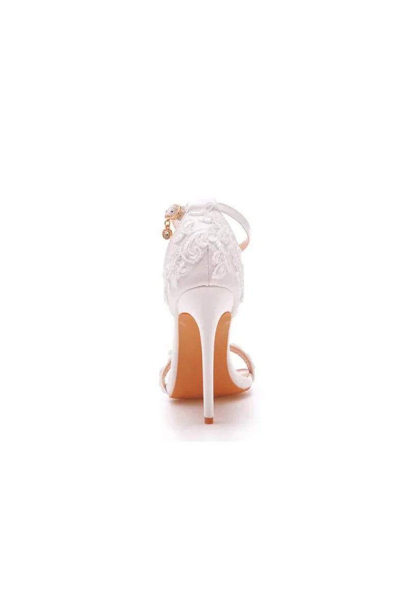 Open Toe lace Ankle Strap Wedding High Heel