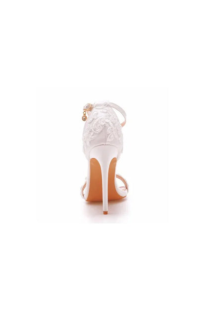Open Toe lace Ankle Strap Wedding High Heel