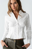 Brecken Pleated Button Up in White