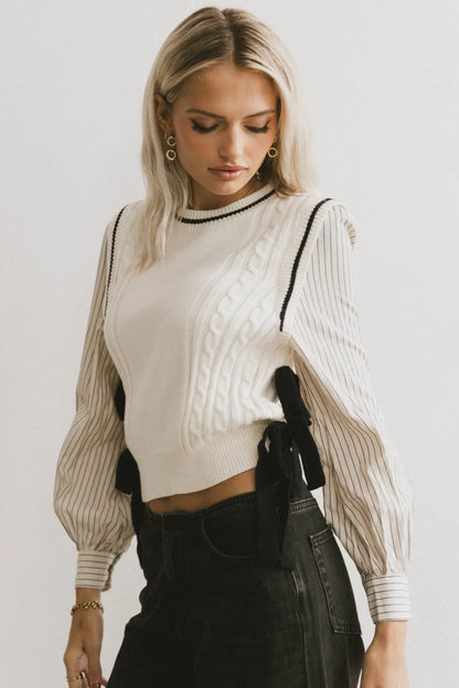 Montie Striped Sweater Top in Cream FINAL SALE