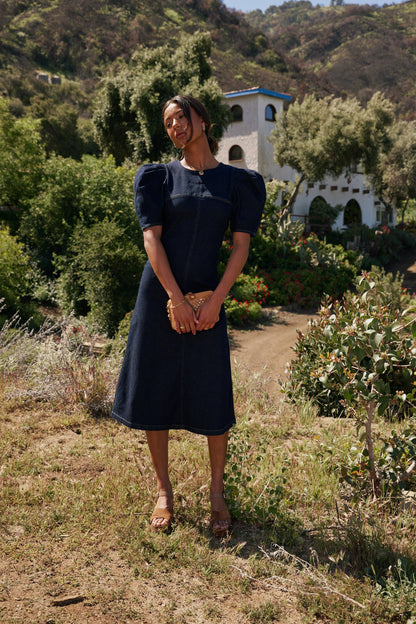 Campbell Denim Dress in Dark Wash FINAL SALE