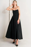 GALA NOIR BLACK SCOOP NECK STRAPLESS MIDI DRESS