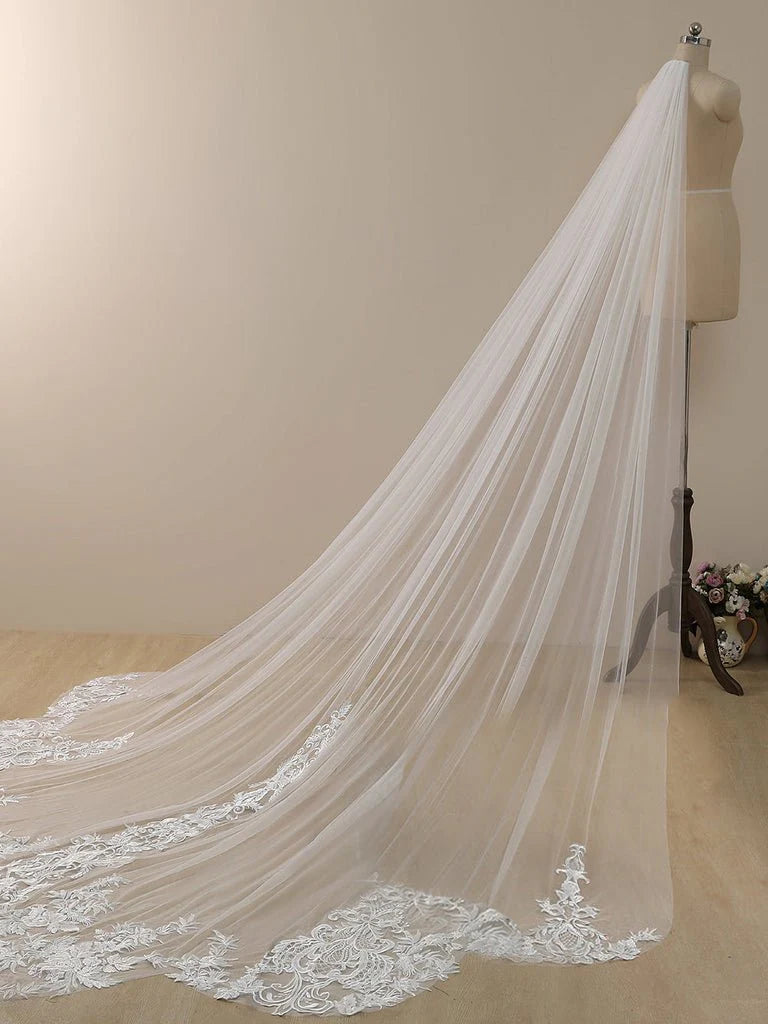 Vintage Lace Cathedral Veil Shaped Bridal Veil Wedding Veil