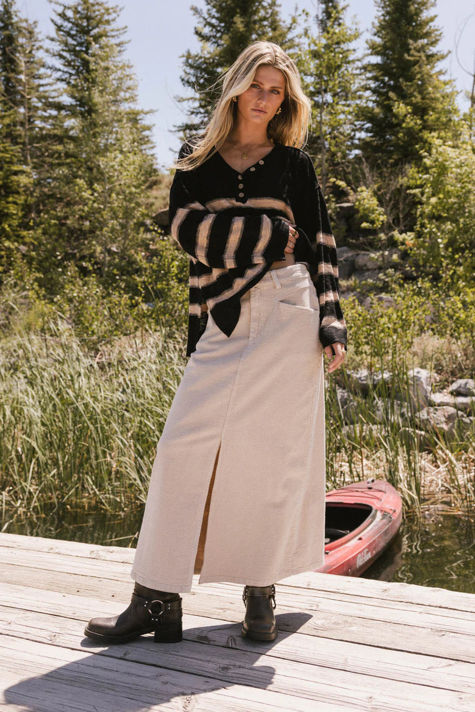 Sambria Corduroy Skirt in Khaki FINAL SALE