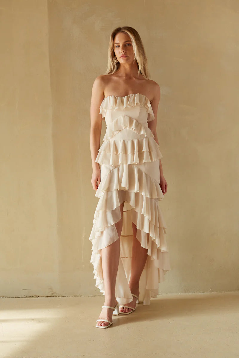 Clementine High Low Ruffle Maxi Dress