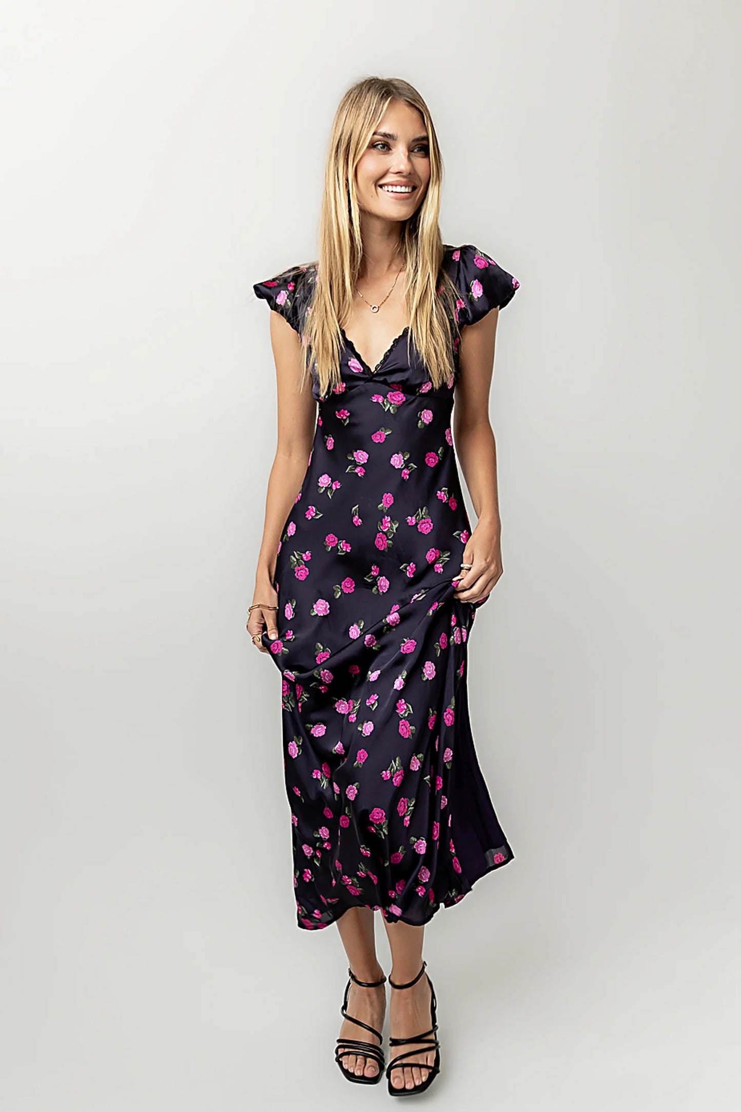 Asa Floral Maxi Dress in Plum