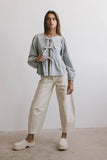 Maggie Peplum Tie Blouse in Light Wash FINAL SALE