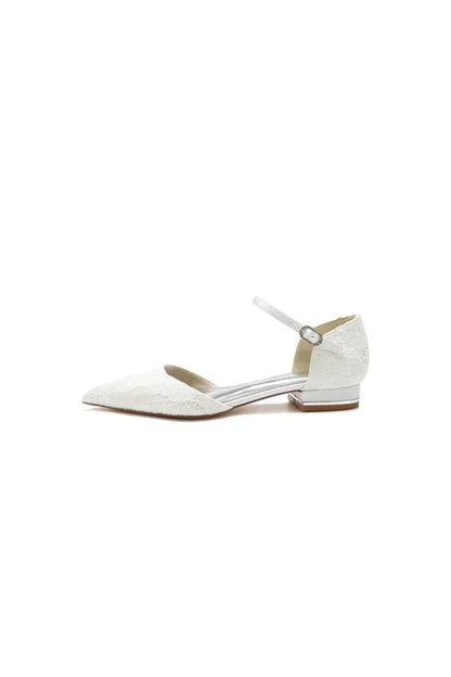 Lace One strap Buckle Pointed Toe Mules