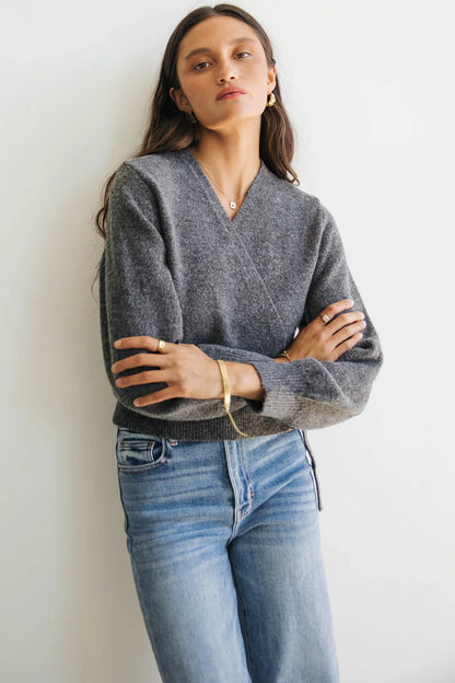 Addie Wrap Cardigan in Charcoal FINAL SALE