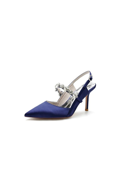 Pointed Toe Stiletto Heels with Rhinestone Strap