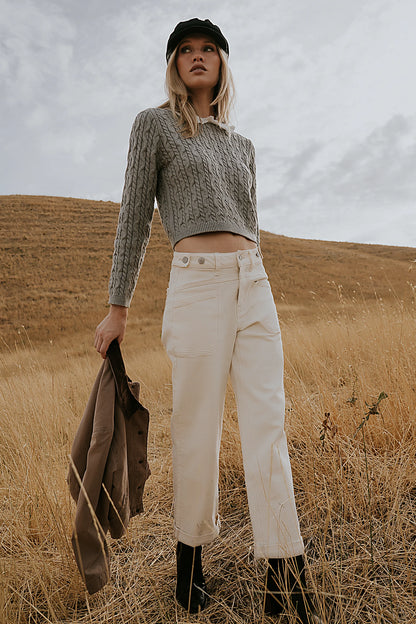 Amber Wide Leg Jeans in Cream