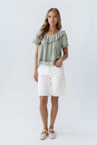 Lilian Lace Trim Top in Sage