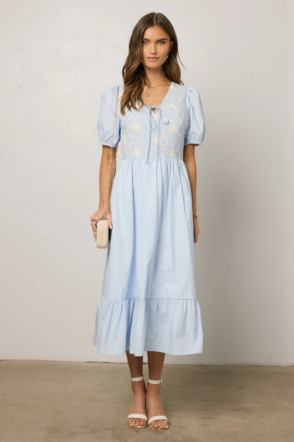 Jozette Floral Midi Dress in Blue FINAL SALE