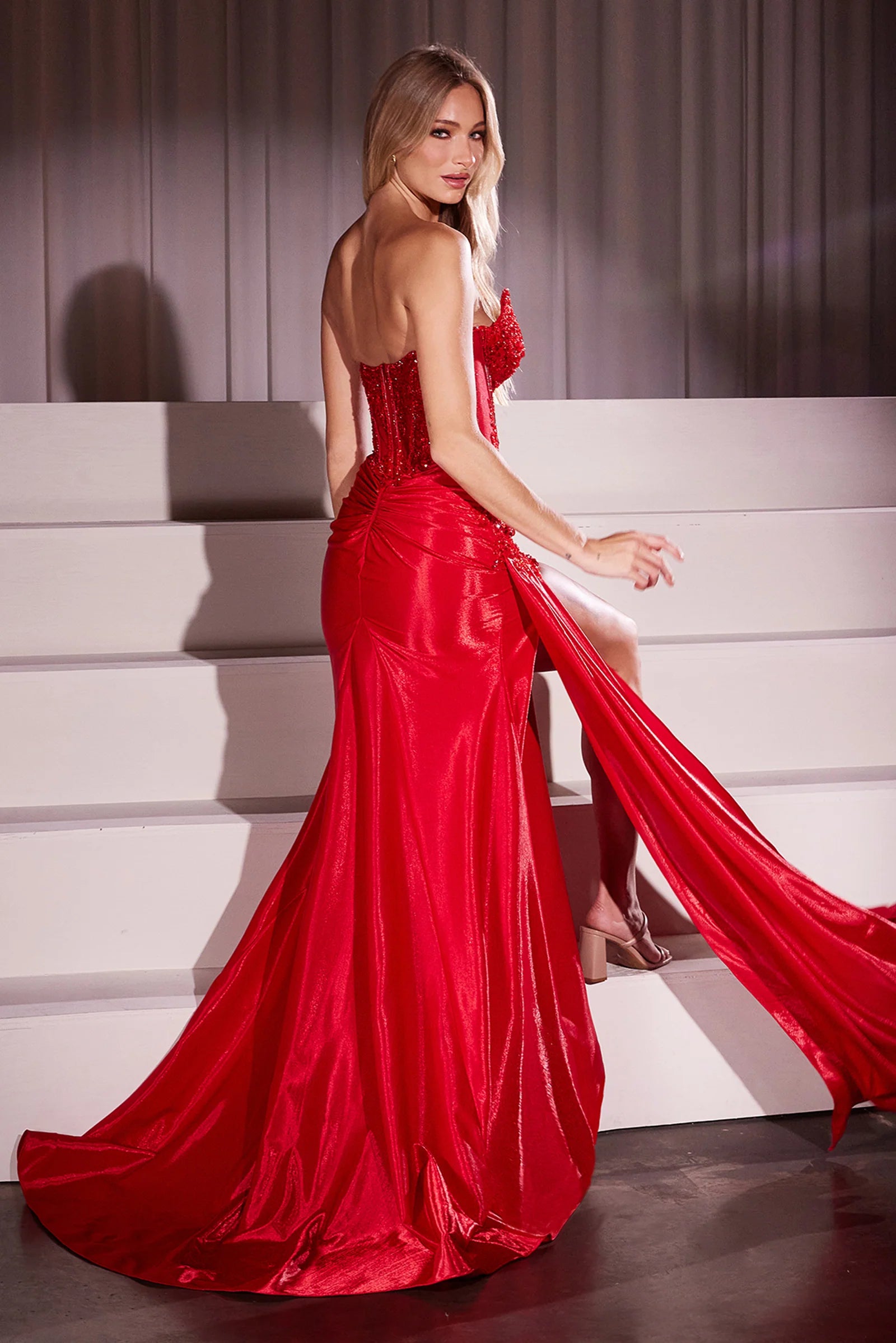 Atlas Gown Strapless Taffeta Fitted Gown