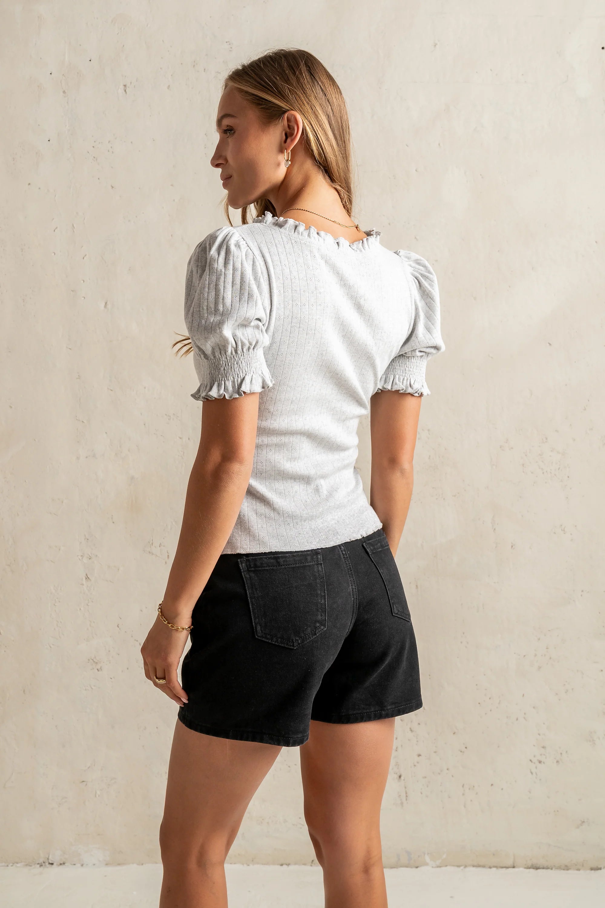 Violet Knit Top in Heather Grey FINAL SALE