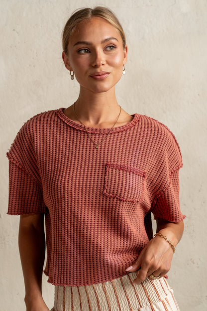 Amaya Knit Tee in Brick FINAL SALE