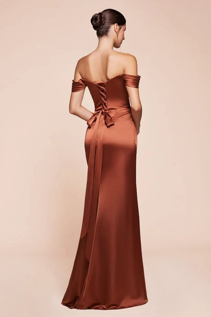 EMERSON GOWN OFF THE SHOULDER LUXE SATIN DRESS