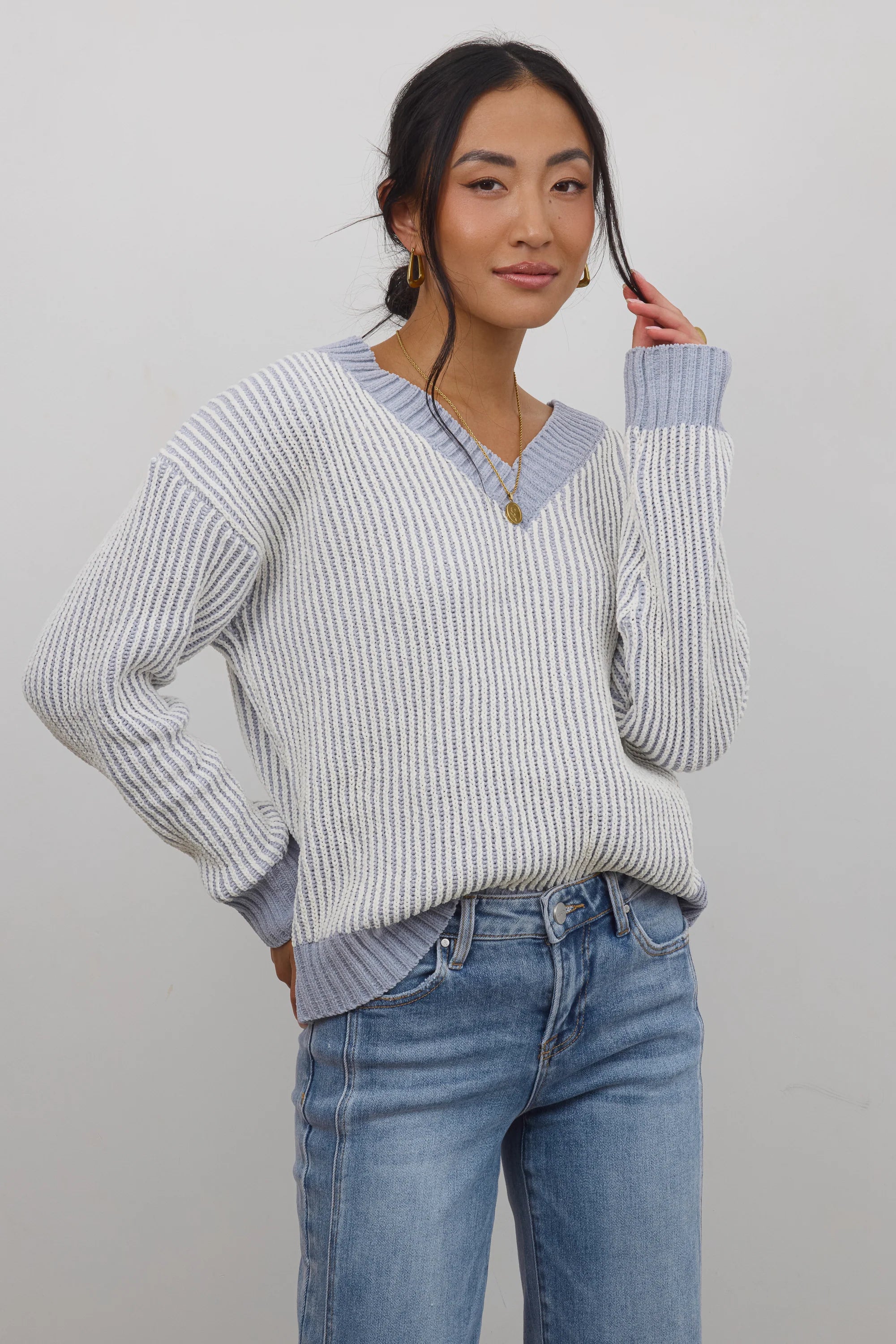 Glinda Knit Sweater in Blue FINAL SALE